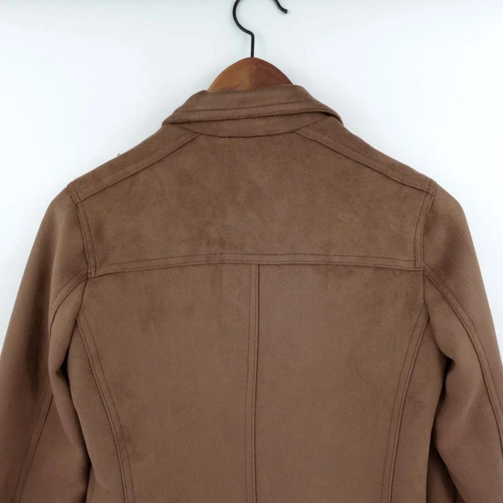 Girls Biker Jacket Medium 11‎ yrs Brown Vegan Suede Motorcycle Retro 80s